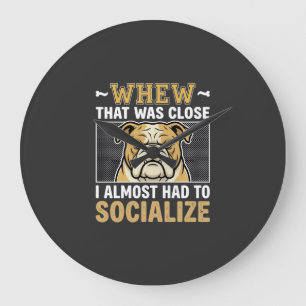 Grande Horloge Ronde Chien bouledogue amusant sociabiliser