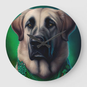 Grande Horloge Ronde Chien de berger anatolien en Robe de Fête de Saint