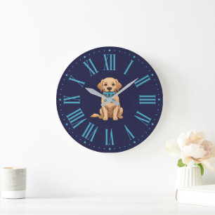 Grande Horloge Ronde Chien de la journée de Pi avec symbole Pi   Bonne 