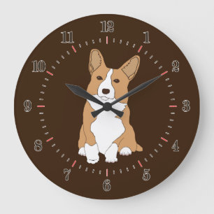 Grande Horloge Ronde Chien de Pembroke Welsh Corgi