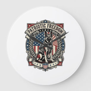 Grande Horloge Ronde Chien de secours patriotique