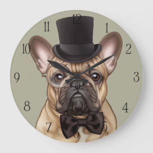 Grande Horloge Ronde Chien de taule français chic