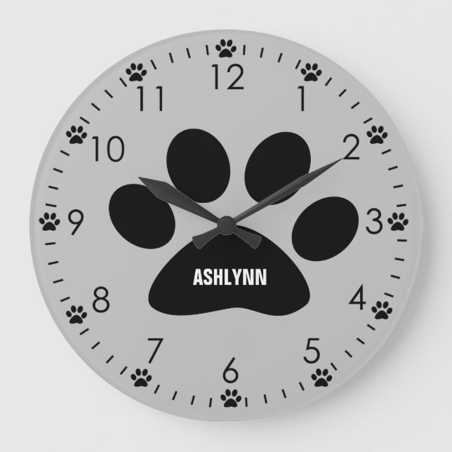 Grande Horloge Ronde Chien gris personnalisé (Recto)