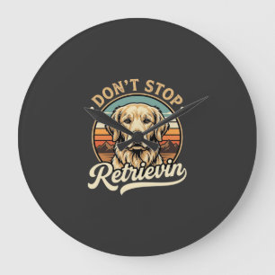 Grande Horloge Ronde Chien Retriever doré N'arrête pas de récupérer