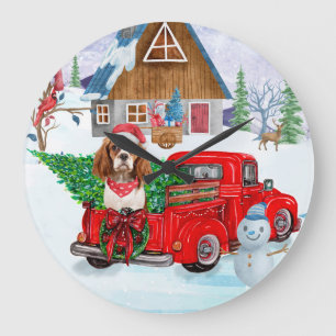 Grande Horloge Ronde Chien Roi Cavalier En Livraison De Noël Camion Nei