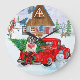 Grande Horloge Ronde Chien Saint-Bernard dans un camion de livraison de