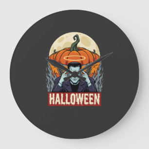 Grande Horloge Ronde Chien Sorcière Labrador Retriever Halloween Vintag
