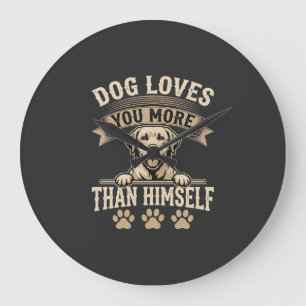 Grande Horloge Ronde Chien Vous Aime Plus Que Lui-Même Vintage