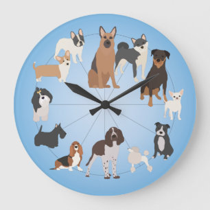 Grande Horloge Ronde Chiens mignons