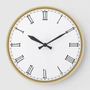 Grande Horloge Ronde Chiffre romain noir et blanc simple de base