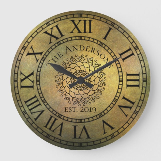Grande Horloge Ronde Chiffre Romain Vintage Shabby Chic Antique Rustiqu (Recto)