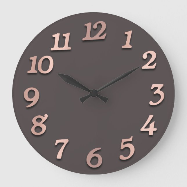 Grande Horloge Ronde Chiffres arabes minimaux Graphite or gris Rose (Recto)