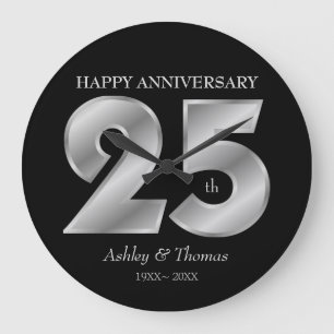 Grande Horloge Ronde Chiffres brillants en argent