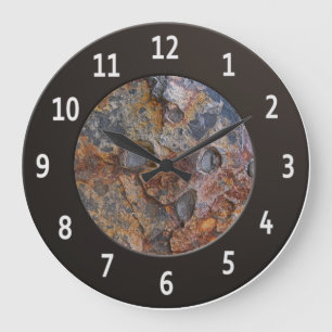 Grande Horloge Ronde CHIFFRES MÉTALLIQUES cool Sdementary Rock