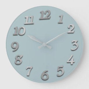 Grande Horloge Ronde Chiffres minimaux Gris Silver White Pastel