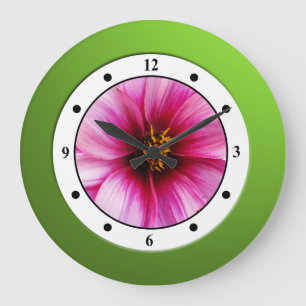 Grande Horloge Ronde Chiffres modernes de Jardin rose fleuri coloré