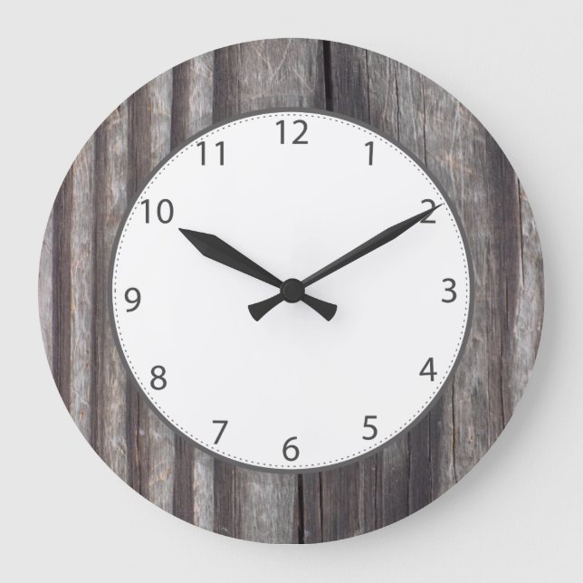 Grande Horloge Ronde Chiffres patinés de gris de bois (Recto)