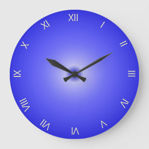 Grande Horloge Ronde Chiffres romains bleus de Cobalt