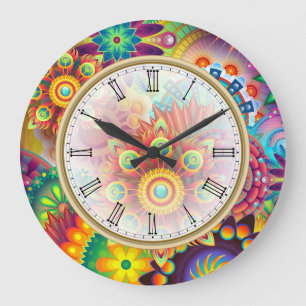 Grande Horloge Ronde Chiffres romains de couleurs audacieuses