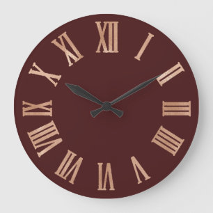 Grande Horloge Ronde Chiffres romains métalliques en cuivre de Bourgogn