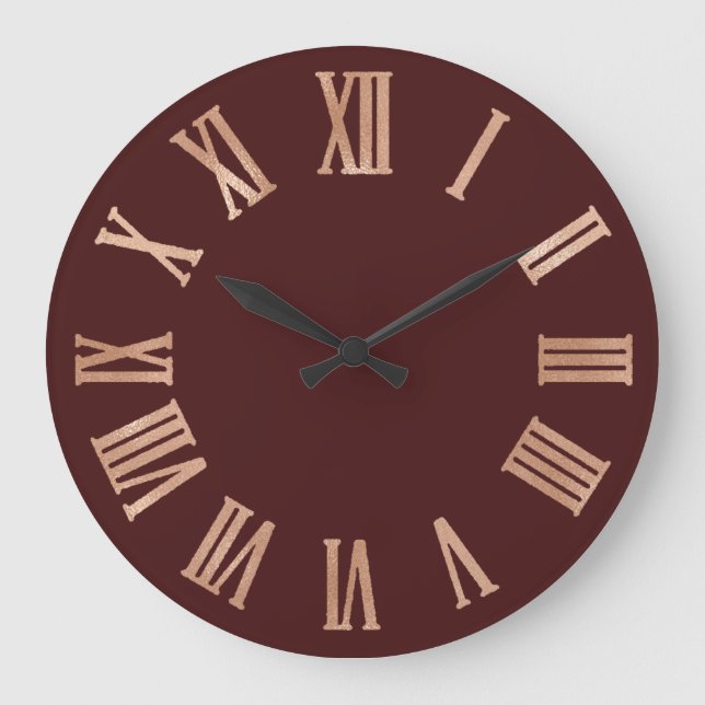 Grande Horloge Ronde Chiffres romains métalliques en cuivre de Bourgogn (Recto)