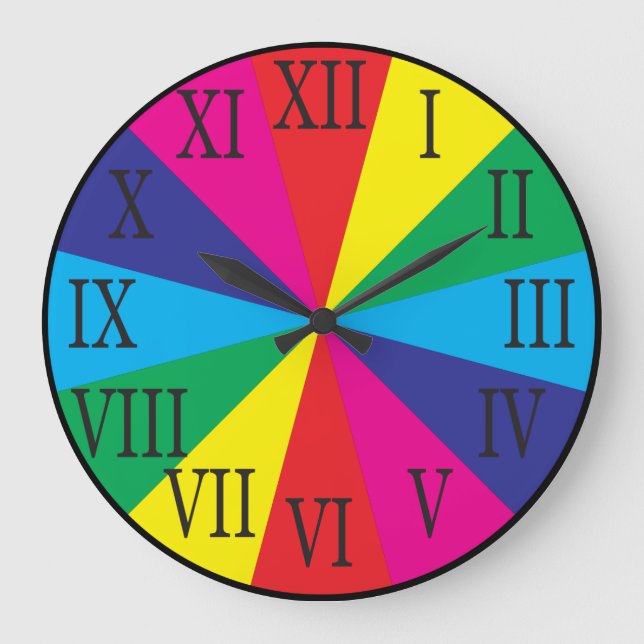 Grande Horloge Ronde CHIFFRES ROMAINS nuances de couleurs (Recto)