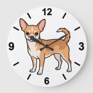 Grande Horloge Ronde Chihuahua Dog Wall Clock Cute Pet Home Decor