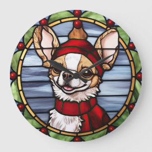 Grande Horloge Ronde Chihuahua Vitrages de Noël