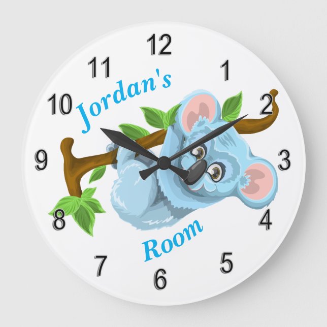 Grande Horloge Ronde Children's Clock Cute Koala Bear (Recto)