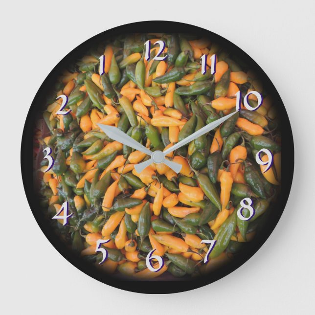 Grande Horloge Ronde Chile Peppers - Turn Back the Time Backwards Clock (Recto)