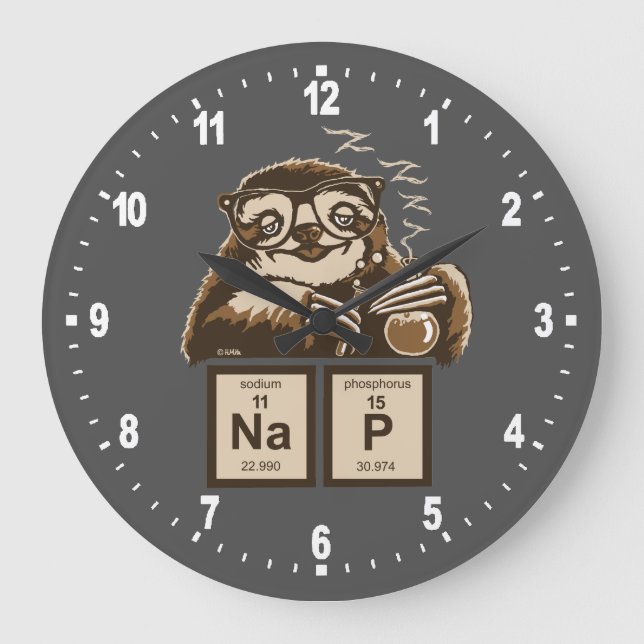 Grande Horloge Ronde Chimie paresseux découvert nap (Recto)