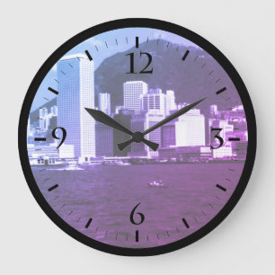 Grande Horloge Ronde Chine vintage Baie de Hong Kong Skyscrapers vue Re