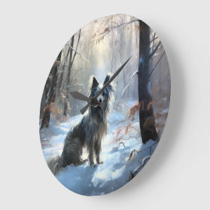 Grande Horloge Ronde Chinois Crested Laisser Il Neige Noël