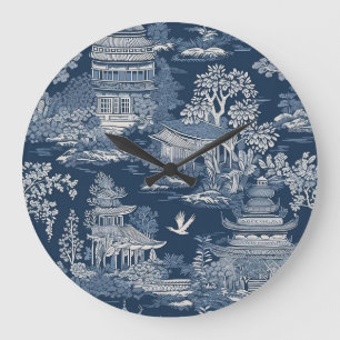 Grande Horloge Ronde Chinoiserie 2 mèche