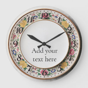 Grande Horloge Ronde Chinoiserie Antique de Style d'Exportation Personn