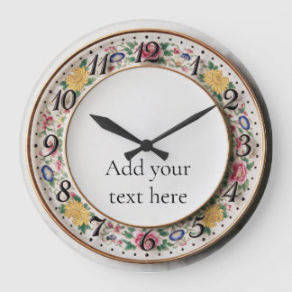 Grande Horloge Ronde Chinoiserie Antique de Style d'Exportation Personn