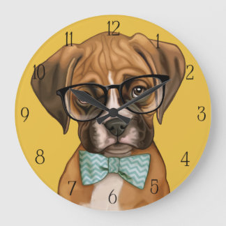Grande Horloge Ronde Chiot de boîte Hipster