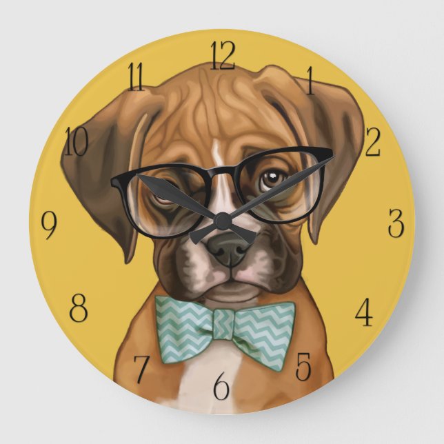 Grande Horloge Ronde Chiot de boîte Hipster (Recto)