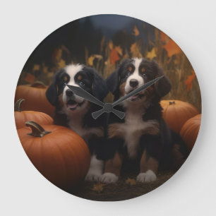 Grande Horloge Ronde Chiots Montagnard Bernois Délice d'Automne Citroui