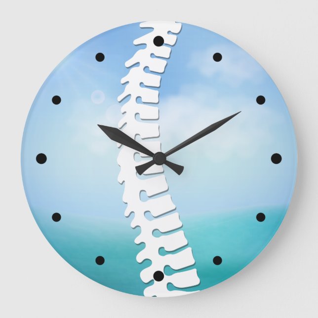 Grande Horloge Ronde Chiropratique Latéral Logo de la colonne vertébral (Recto)
