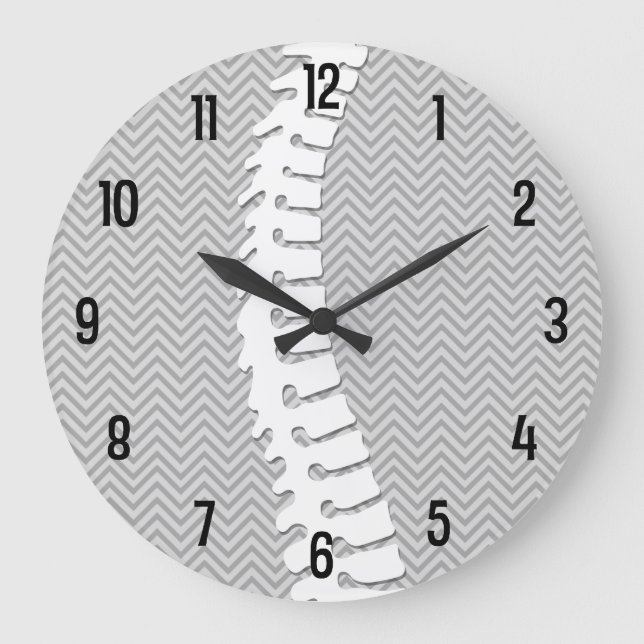 Grande Horloge Ronde Chiropratique Latéral Logo de la colonne vertébral (Recto)