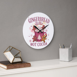 Grande Horloge Ronde Chocolat chaud au latte pain d'épice de Noël