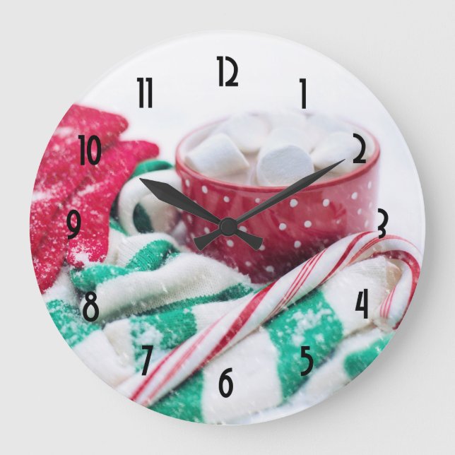 Grande Horloge Ronde Chocolat chaud et Sucre de canne Noël (Recto)