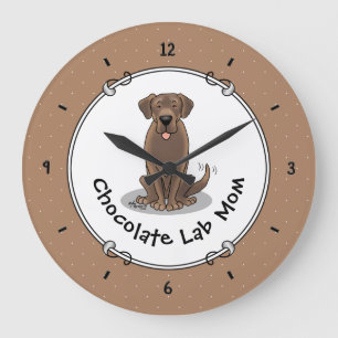 Grande Horloge Ronde Chocolat Lab Maman Labrador Retriever Maman Maman
