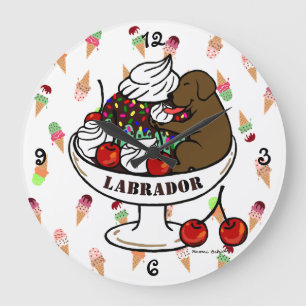 Grande Horloge Ronde Chocolat Labrador & Glace Cream Sundae