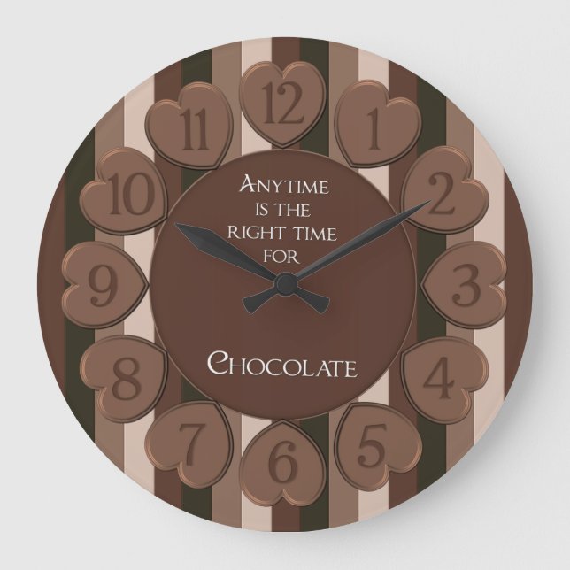 Grande Horloge Ronde Chocolate Hearts Round Wall Clock (Recto)