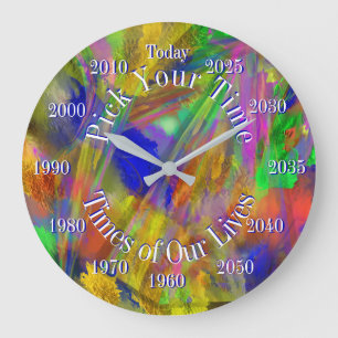 Grande Horloge Ronde Choisissez votre année Couleurs sous verre Abstra