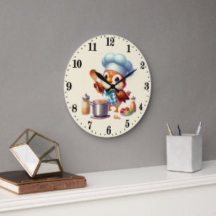 Grande Horloge Ronde Chouette chatte