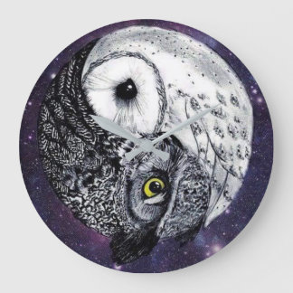 Grande Horloge Ronde Chouettes Yin Yang