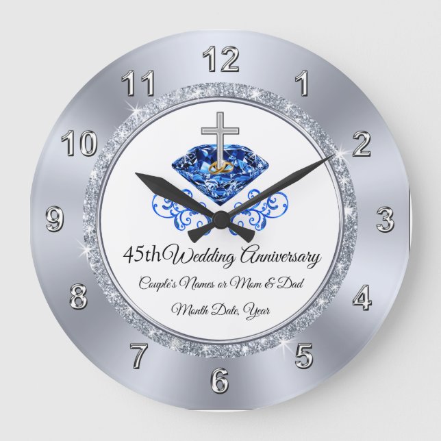 Grande Horloge Ronde Christian Sapphire 45 ans Anniversaire Idées cadea (Recto)